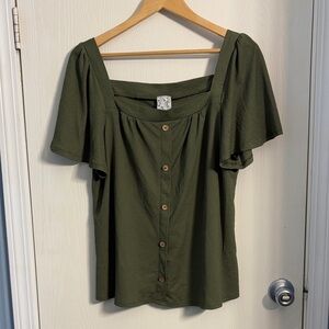 NAIF Olive Button-Up Blouse